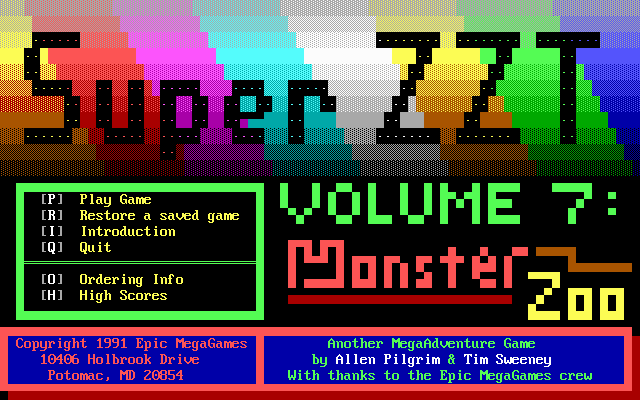 Title screen of Super ZZT
