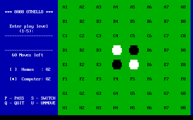 Gameplay of 8088 Othello