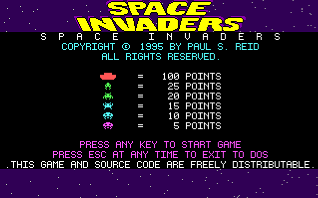 Title screen of Space Invaders