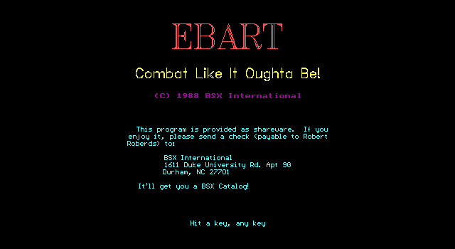 Title screen of Ebart