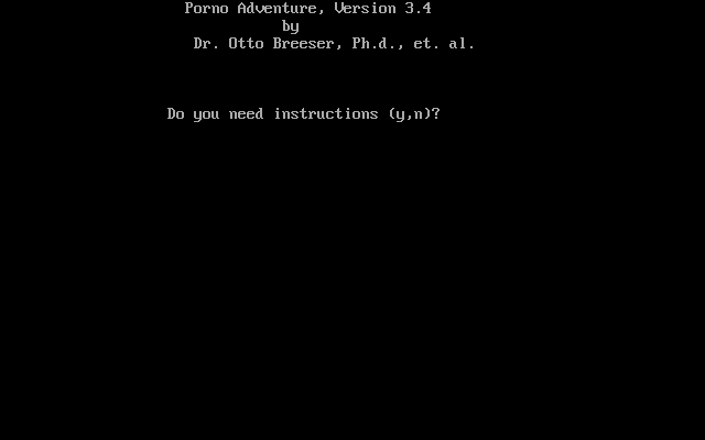 Title screen of Porno Adventure