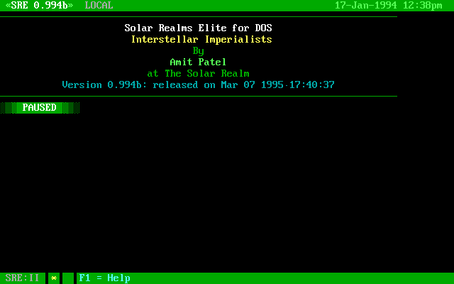 Title screen of Solar Realms Elite