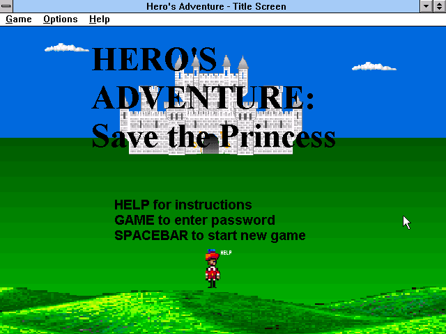 Title screen of Hero's Adventure