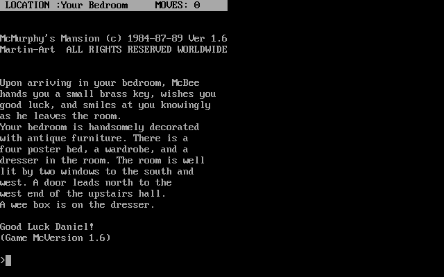Title screen of McMurphy's Mansion