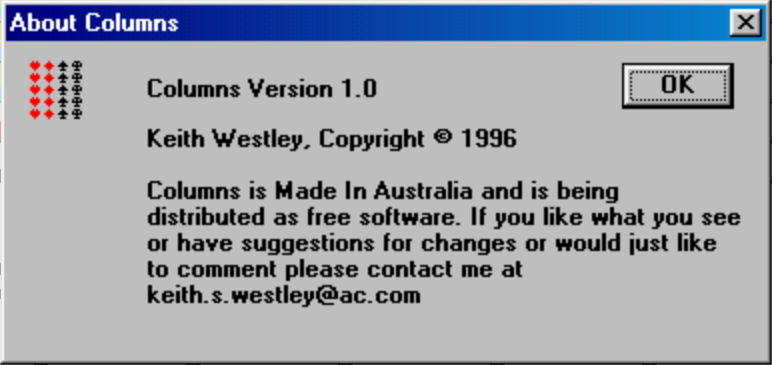 Title screen of Patience Columns