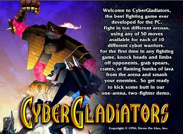 Title screen of CyberGladiators