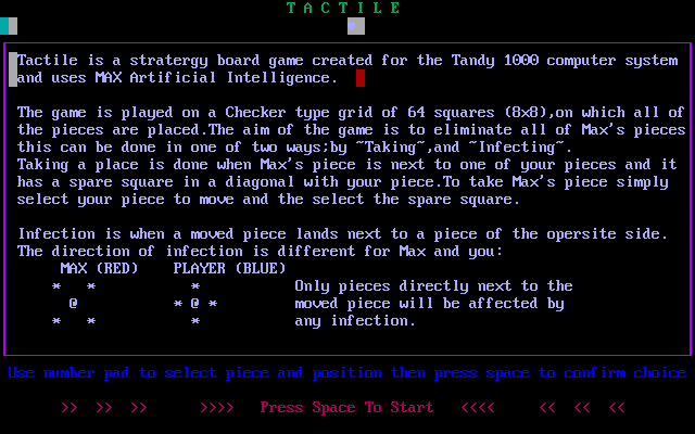 Title screen of Tactile