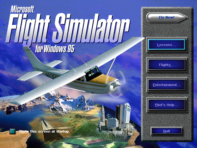 Title screen of Microsoft Flight Simulator for Windows 95
