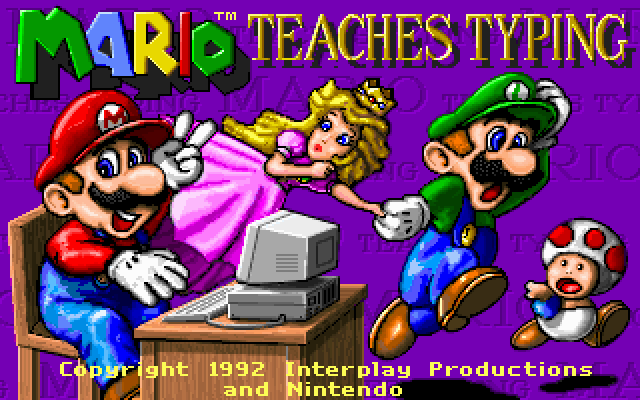 Title screen of Mario Teaches Typing