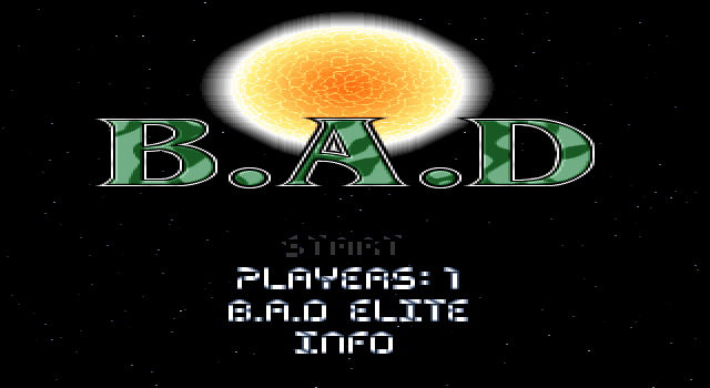 Title screen of B.A.D.: Blasting, Annihilation & Destruction